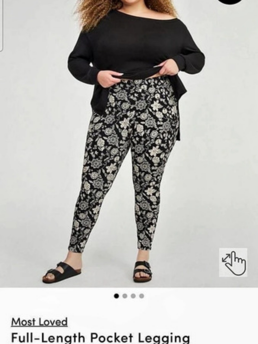 Torrid Full-Length Pocket Legging Floral Black & White